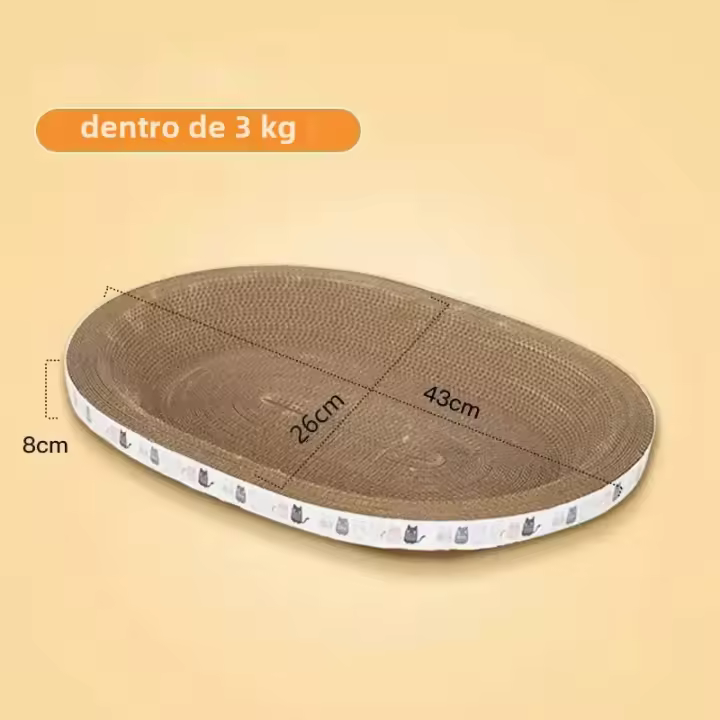 Alfombrilla De Rascado Para Gatos Ovalada De Cartón Corrugado Cama De Gatos Resistente Al Desgaste Juguete Para Uñas Pine Wood - 1