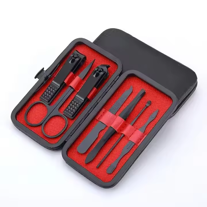Juego De 7 Piezas De Tijeras Y Pinzas Para Uñas Para Hombres Y Mujeres Herramienta De Manicura Compacta Y Portátil Regalo Ideal Para Cejas - 1