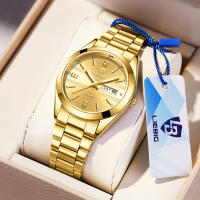 Reloj De Pulsera De Acero Inoxidable Para Hombres Y Mujeres Reloj De Cuarzo Moda Impermeable Con Calendario Reloj De Mano Dorada Lujo Resistente Al Choque - details 0