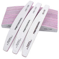 5Pcs Bloque De Archivo De Uñas Profesionales Gris 100/180 Grit Curvo Doble Cara Para Manicura Y Pedicura Archivo De Uñas Plástico - details 0