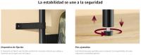 VASAGLE Librería de 6 Niveles, Estantería Alta con Puerta de Plástico PC, Estilo Moderno, Estantería Independiente, Marco de Metal, Estante Ajustable, para Salón, Beige Roble y Blanco Perla/Negro Ébano y Negro Mate - details 2