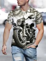 Camiseta De Motociclista 2024 Para Hombres Estilo Vintage Con Impresión 3D Corta Cuello Redondo Oversize Moda De Calle Tejido Poliéster - details 20