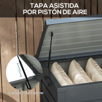 Outsunny Baúl de Exterior 311 L Arcón de Almacenaje de Acero Galvanizado con 4 Ruedas 2 Asas y 1 Cerradura con Llave para Jardín Patio 120x62x66 cm Gris Oscuro - details 5