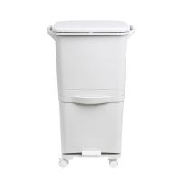 Papelera de reciclaje de clasificación selectiva con pedal, ruedas y asa de doble compartimentos de 38L (24L + 14L) o 42L (24L + 4L + 14L) - details 3