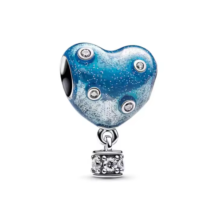 PANDORA Globo aerostático en forma de corazón con hilo azul brillante, artesanía con cuentas, regalo de cumpleaños, regalo festivo 793595C01 - 1