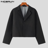 Blazer Casual Para Hombre Estilo Coreano INCERUN Texturizado Corto Para Fiestas De Color Sólido Talla S-5XL Moda Transversal - details 10