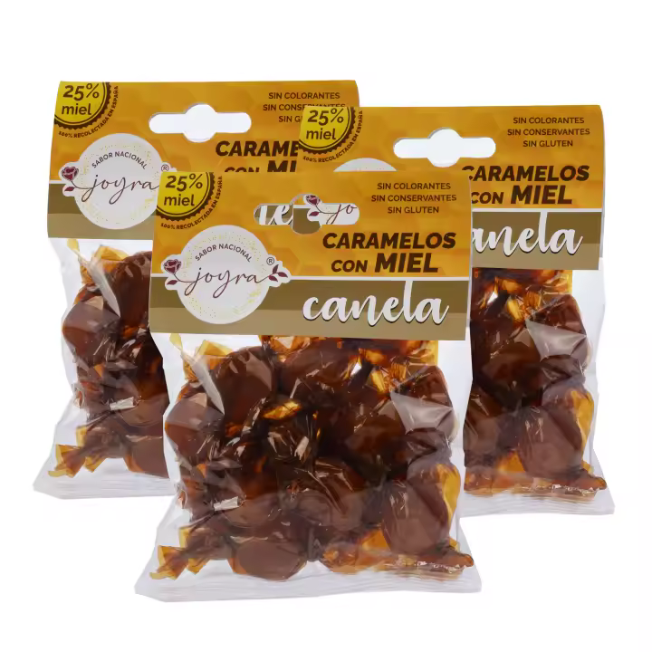 ARTE SABOR Pack de 3 paquetes de Caramelos de miel con canela, 100gr. Con miel cruda y hechos con ingredientes 100% naturales. 10x5x14 Cm. - 1