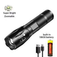 Linterna LED Recargable Potente Con Zoom Para Camping Luz Exterior Portátil Con 3 Modos De Iluminación Y Función De Bicicleta - details 0