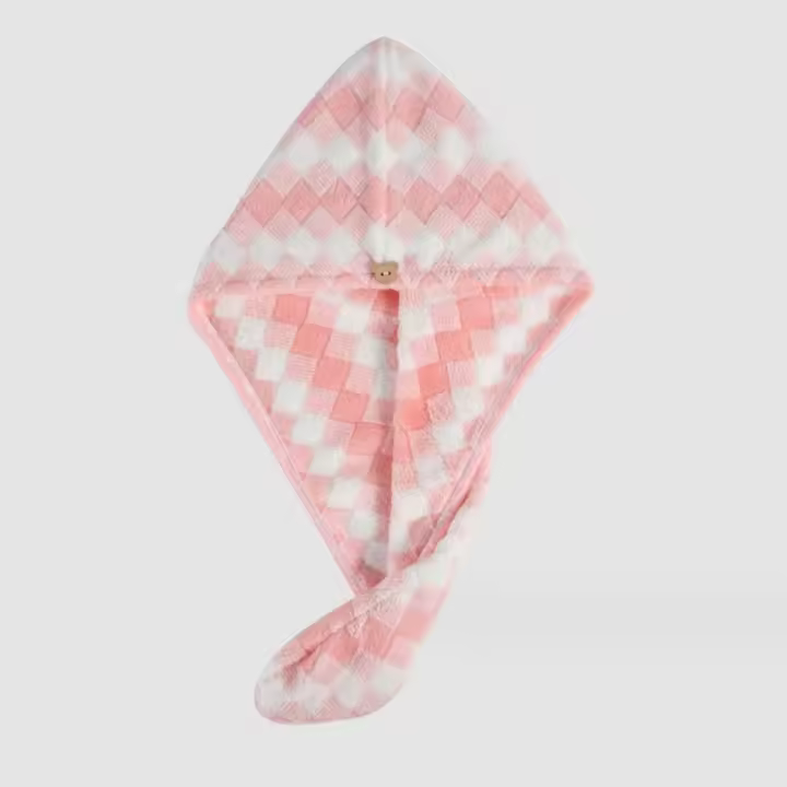 Toalla De Cabello Para Mujer 1 Pieza Turba De Fleece Coral Secado Rápido Absorción Suave Funda Para Cabeza Con Estampado Para Baño - 1