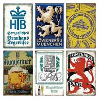 Cartel De Cerveza Alemana Vintage En Metal Para Decoración De Pub Club Bar Man Cave Y Cocina Estilo Americano Rectangular - details 0
