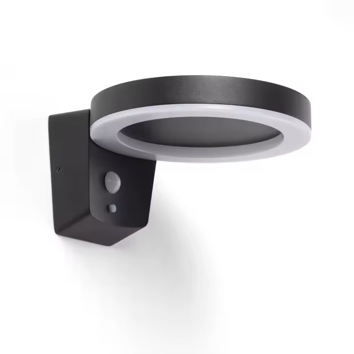 Ledkia Aplique de Pared Exterior Solar LED 5W Aluminio con Sensor de Movimiento Aris Negro - 1