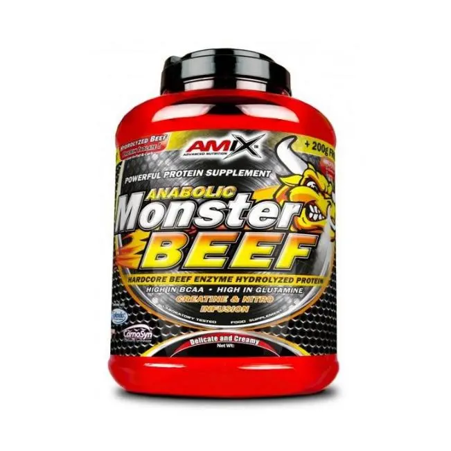 Proteína Anabolic Monster Beef 1Kg Amix con Creatina y Aminoácidos para el Crecimiento Muscular proteina de carne sin lactosa - 1