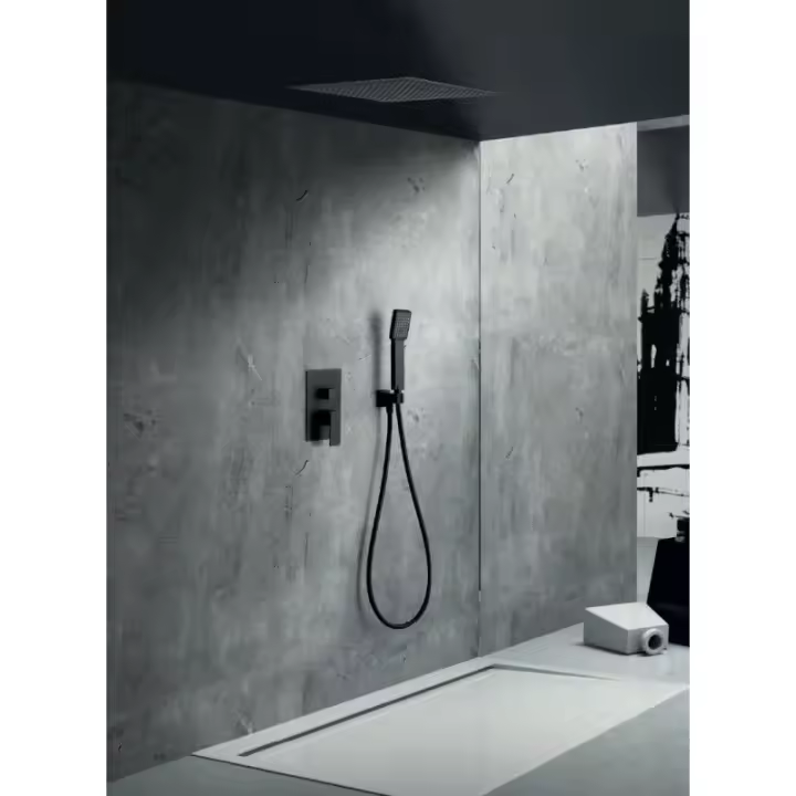 Imex Volga GET015/NG conjunto de ducha monomando moderno con acabado negro mate - 1