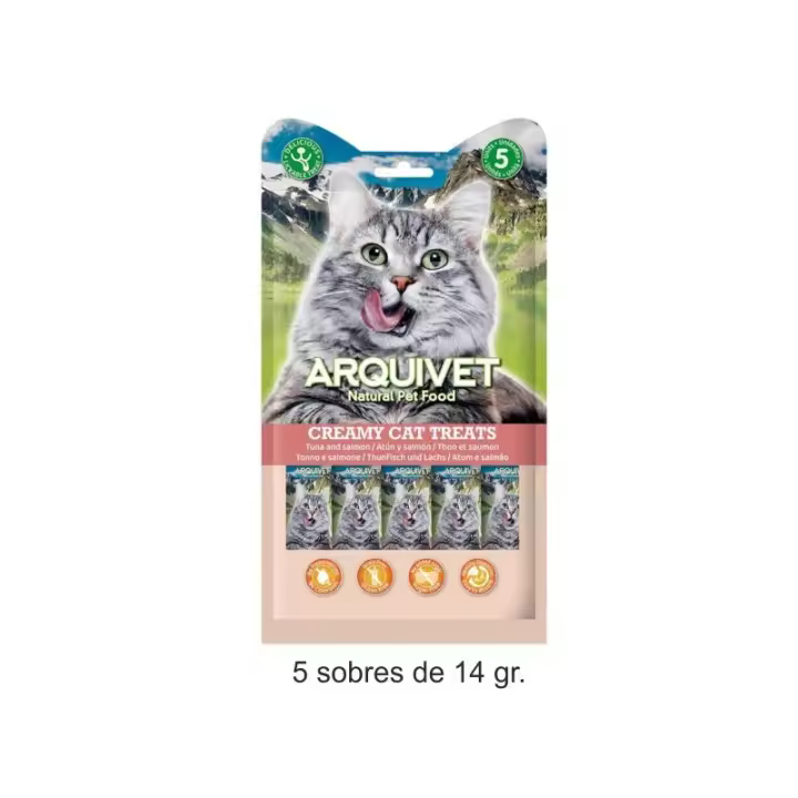 Arquivet - Snack CREMOSO de atún y SALMON (bolsa 5 sobres de 14 g) - 1