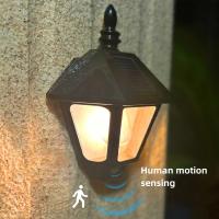 Lámpara Solar LED Retro Con Sensor De Movimiento Humano Luz Exterior Impermeable Para Decoración De Jardín Y Balcones De Villa Color Rojo - details 0