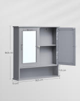 Mueble de lavabo y baño con 2 puertas de persiana, armario de pared con almacenamiento ajustable, 60x30x63 cm - details 10