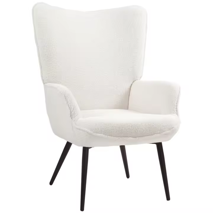 HOMCOM Sillón reclinable acolchado con reposabrazos, patas de metal, sillón de estilo moderno, salonesEssel para sala de estar, dormitorio, blanco crema - 1