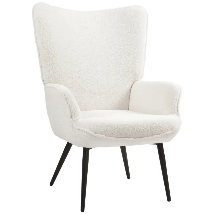 HOMCOM Sillón reclinable acolchado con reposabrazos, patas de metal, sillón de estilo moderno, salonesEssel para sala de estar, dormitorio, blanco crema - 1