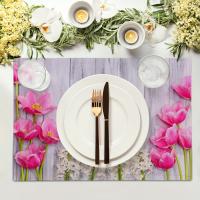 Juego De 4 Tapetes De Comedor Con Patrón Floral Tema De Verano Colores Vibrantes Para Madera Tapete De Mesa Para Decoración Interior - details 10