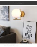 Lámpara De Pared Sférica De Vidrio Para Dormitorio Y Estudio Luz De Noche Simple En Oro Y Negro Estilo Nórdico Moderno - details 1