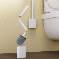 Set De Cepillo De Inodoro Mini De Silicona Con Montaje En Pared Y Stándar Doble Propósito Fácil De Limpia Esquina Del Inodoro - details 3