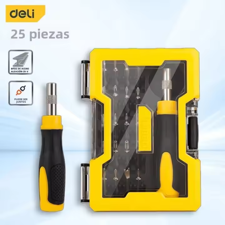 Juego De Destornilladores Precisos Deli 21 En 1 Con Imán Para Reparación De Electrónica Herramienta Multifuncional Para iPhone Watch Macbook Xbox PC - 1