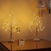 Luz De Árbol De Bricolaje Artificial USB Birch Tree 24 Pulgadas/60 Centímetros Para Decoración De Navidad Halloween Acción De Gracias Jardín - details 6