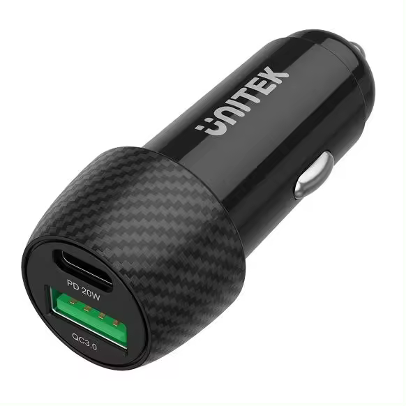 Unitek p1400a cargador de coche 38w usb-a usb-c qc 3.0 - 1