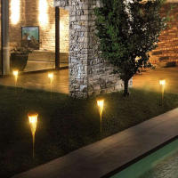 Lámpara De Jardín Solar Con Llama Automática Impermeable Para Iluminación De Camino Luz De Torcha LED De Bambú Para Exterior - details 3
