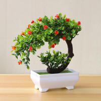Planta Artificial En Maceta Bonsái Verde Árbol Pequeño Ornamentos Realistas Plásticos Eterna Decoración Floral Para Escritorio - details 5