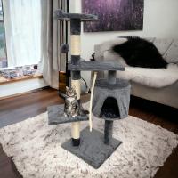 COTTECOTA-Árbol rascador para Gatos Altura 115*40cm Árbol para Gatos Gris Torre Arbol de Escalada de Múltiples Niveles con Cueva Espaciosa Postes Rascadores de Sisal CT - details 3