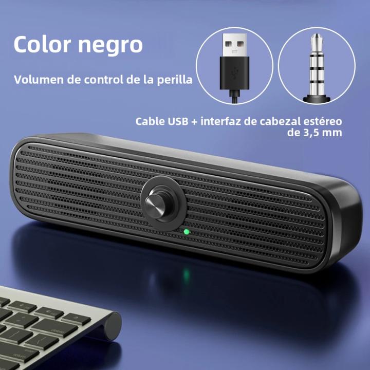 COOMAER Altavoz Surround Para Escritorio PC Estéreo 3.5 Aux USB Sistema De Sonido Barra Fuerte Bajo Frequencia Para TV Teléfono HIFI Subwoofer Conexión Cableada