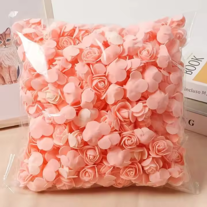 50/100Pcs Flores Rosa Artificiales 3.5cm PE Espuma Flores Falsas Para Decoración De Casa Boda Regalos DIY Accesorios De Caja - 1