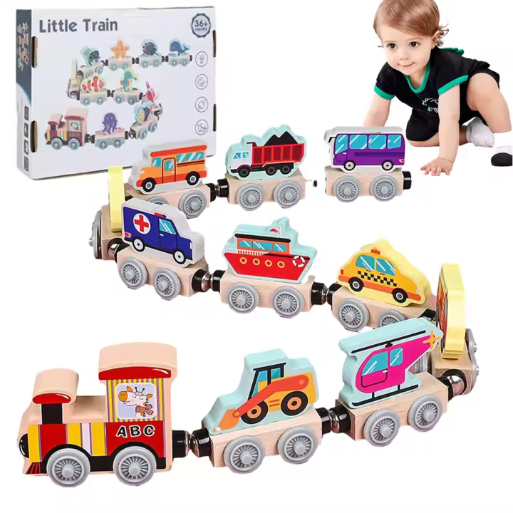 Juguetes De Tren De Madera Magnéticos Montessori Para Niños Set De Aprendizaje Temprano Con Animales Frutas Y Colores Juguete Educativo Para El Desarrollo Cognitivo - 1