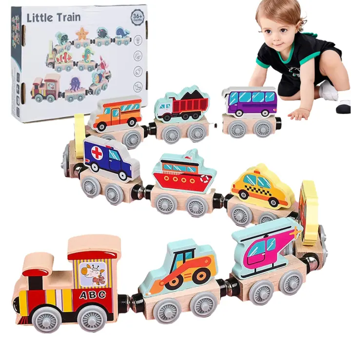 Juguetes De Tren De Madera Magnéticos Montessori Para Niños Set De Aprendizaje Temprano Con Animales Frutas Y Colores Juguete Educativo Para El Desarrollo Cognitivo - 1