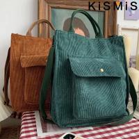 Bolso De Hombro Para Mujer De Corduroy Y Tela Con Bolsillo Exterior Bolso De Compras Casual Para Estudiantes Bolsa De Libros - details 2