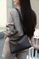 Bolso De Hombro Para Mujer En Cuero Genuino Negro Diseñador Lujo Con Correa Ancha De Cuero Calfornia Bolso De Cojín Gris Eboni Gris - details 7