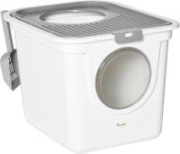PawHut Arenero para Gatos con Pala Inodoro para Mascotas con 2 Puertas Entrada Principal y Salida Superior 44x55x39 cm Blanco y Gris - details 0