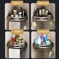 Estante De Pared Para Baño Y Ducha Negro Triangular Sin Perforar Soporte De Almacenamiento Para Detergentes Y Artículos De Higiene Personal - details 5