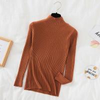 Suéter De Mujer Con Volantes Y Cuello Bajo Largo Manga Larga Tejido Básico Solido Rayado Para Otoño Invierno Top Casual - details 25