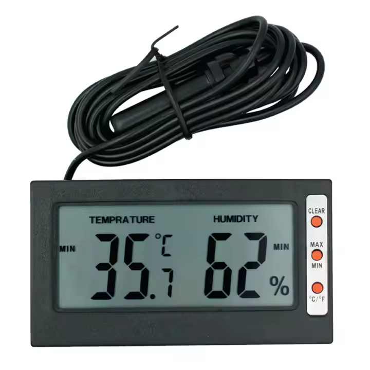 Medidor De Temperatura Y Humedad Digital Con Pantalla LCD Máximo Mínimo Tester De Ambiente Estación De Trabajo Interior Sensor De Temperatura - 1