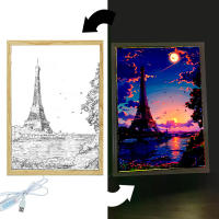 Lámpara De Noche LED En Forma De Luna De París Para Decoración Del Hogar Y Regalos De Navidad Marco De Fotos Con Iluminación De Dibujo De Ciudad Luz Para Mesa Lateral - details 5