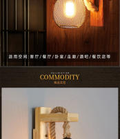 Lámpara De Pared Vintage De Henequén Con Enchufe Luz De Pared De Madera E27 Para Interior Y Exterior Estilo Industrial Sconce Lámpara De Noche Para Cama - details 10