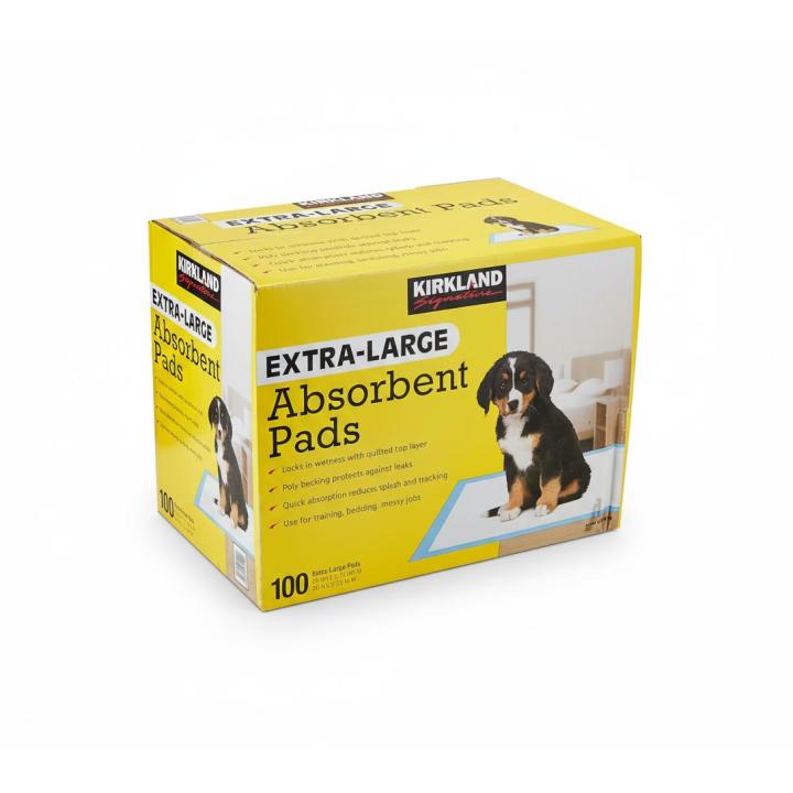 Kirkland Almohadillas Absorbentes Extragrandes para Perros y Mascotas – Empapadores Antifugas de 76x58cm (30x23") con Control de Olor y Rápida Absorción – 100 Unidades para Entrenamiento, Incontinencia y Protección del Hogar