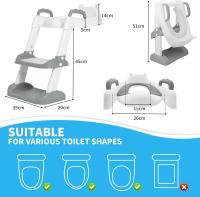 Adaptador WC Niños con Escalera,PU Cojín Acolchado, Ajustable y Plegable,Reductor WC Niños,Portatil Orinal Asiento Baño Inodoro con Escalera,Baño Antideslizante para el Vater para Niños - details 1