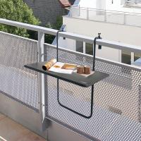Mesa Plegable para Balcón con Estructura de Acero y Tablero de MDF 60 x 42 CM – Mesa Abatible y Ajustable en 3 Posiciones para Barandillas de Terraza o Balcón – Soporta Hasta 20 KG, Fácil de Montar y Limpiar, Ahorra Espacio, Ideal para Uso Individual, Mul - details 1