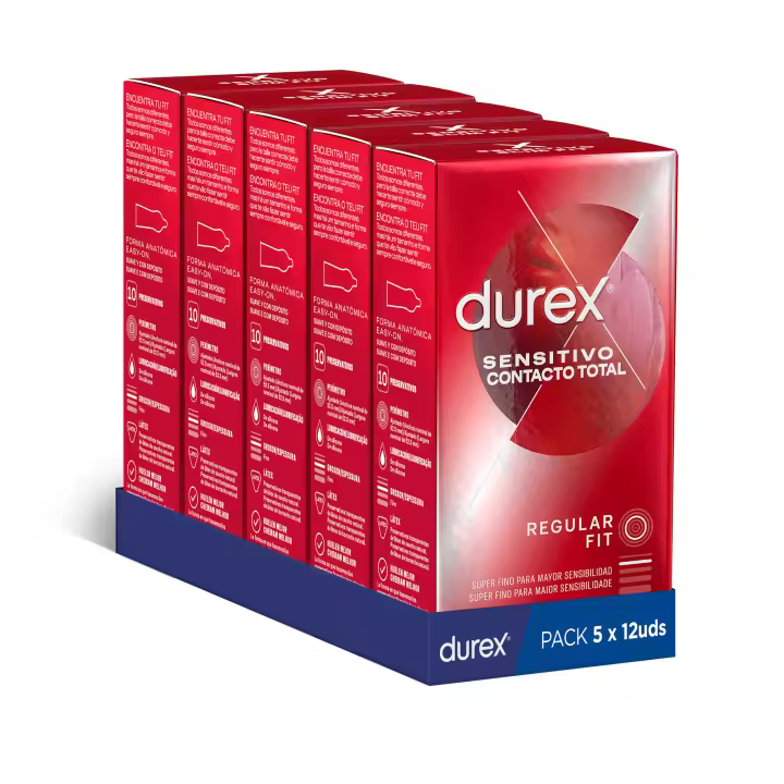 Durex - Condones para hombre Durex. Pack de 60 Preservativos para sexo seguro. Natural, Sensitivo Suave, Invisible, Contacto Total, Real Feel, Mutual Climax, Placer Prolongado, Dame Placer, Saboreame, Intense, Natural XL y Invisible Extra Lubricado - 1