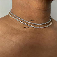 Collar Corto De Imitación De Diamante Para Hombres Y Mujeres Joyería De Moda Hip Hop CZ Tennis Collar Sin Cadena Para Fiestas - details 3