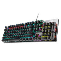Teclado Mecánico GK410 De 104 Teclas Panel Metálico Luz RGB Verde Negro Té Juegos Completo Sin Impacto Para Computadora - details 25