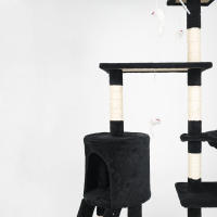 Casa Basics - Rascador para gatos NENI con Altura de 144 cm, Incluye 1 escalera, 1 caseta, 3 Plataformas Mirador, 4 ratas, 1 Nido - Árbol para Gatos en Beige/Negro/Gris - details 2